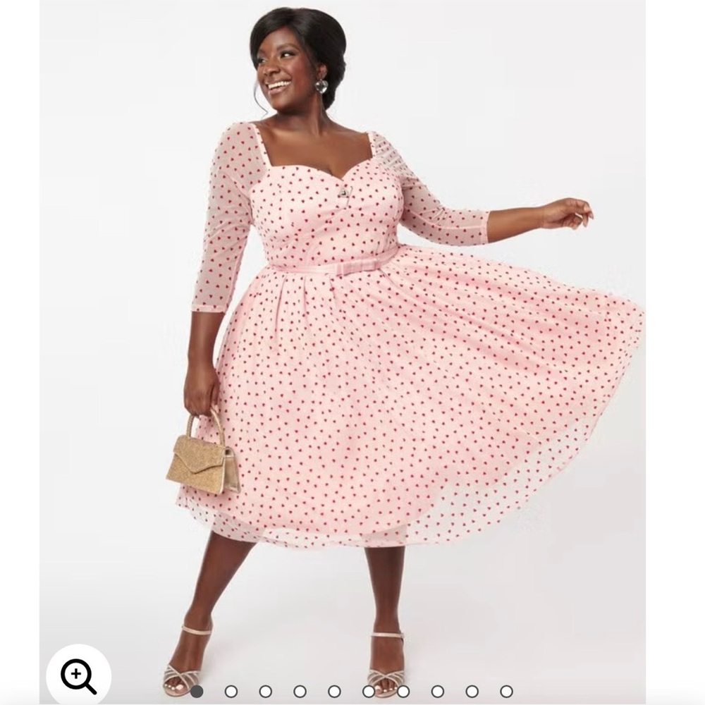 Pink Polka Dot Fit-and-Flare Dress